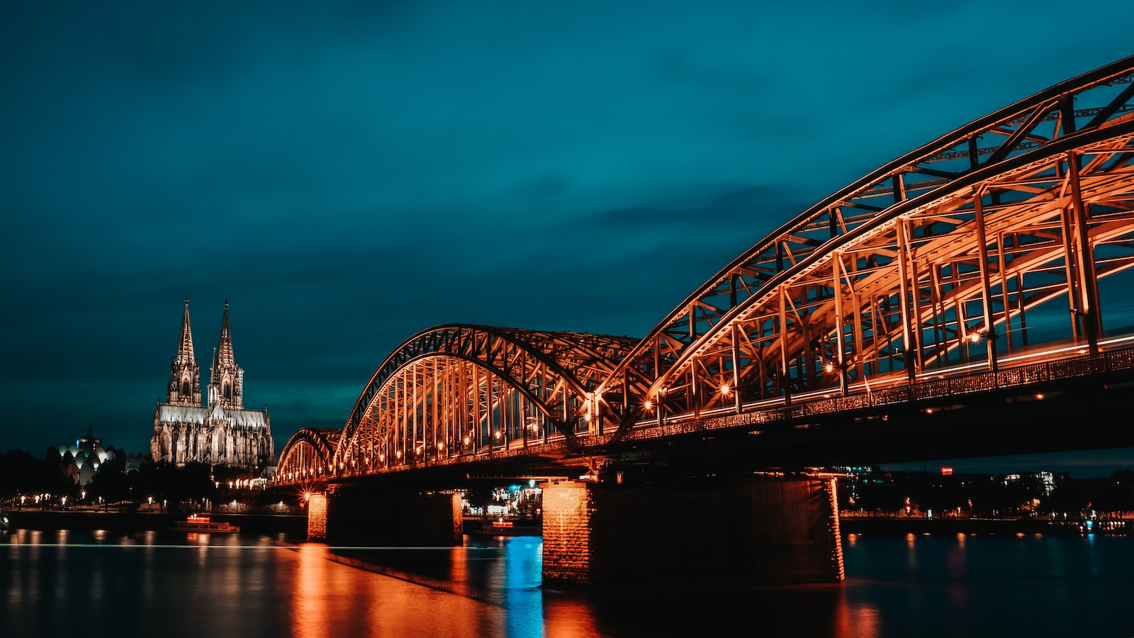 lighted bridge during nighttime